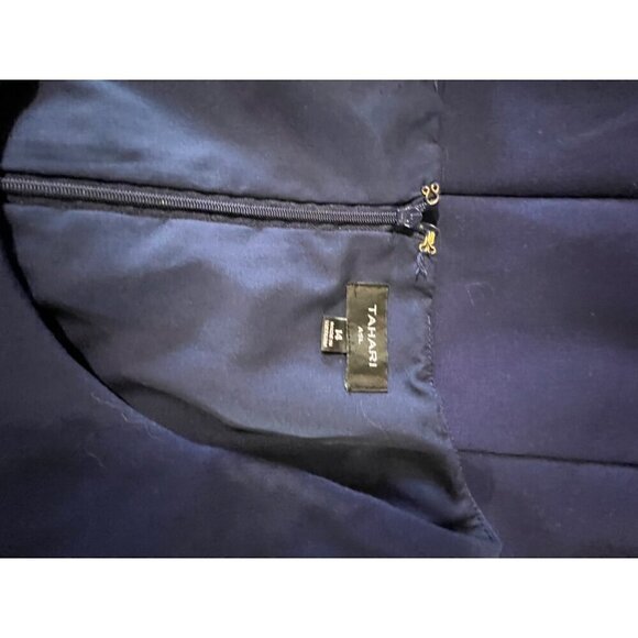 Tahari ASL Navy Blue Sleeveless Sheath Dress Size 14 - Picture 9 of 13